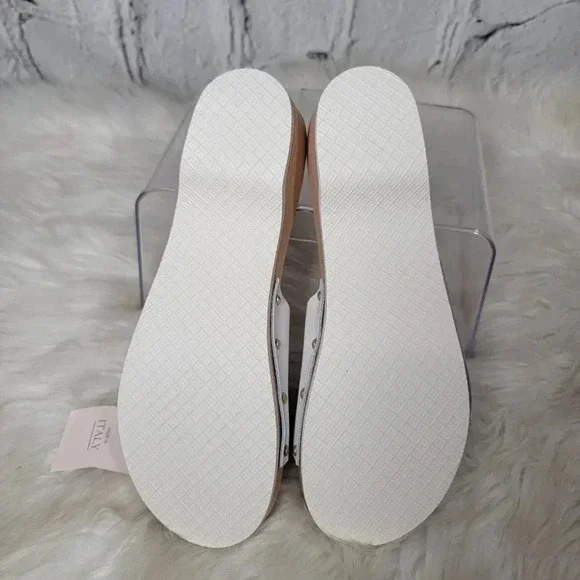 DONNA Toscana Womens White Clog Platform Slide Sandals Neutral Coastal Studded 9 - Picture 8 of 9